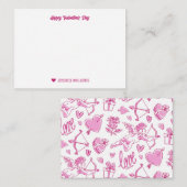 かわいいキューピッドの弓と矢のハート ピンク バレンタインデー ノートカード (正面/裏面)