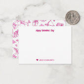 かわいいキューピッドの弓と矢のハート ピンク バレンタインデー ノートカード (正面/裏面インサイチュ)