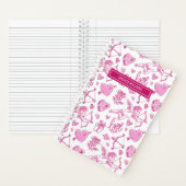 かわいいキューピッドバウ矢印ハートパターンヴィンテージラブ ノートブック (内側)