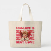 かわいいキューピッドバレンタインデーセルフラブ ラージトートバッグ (裏面)