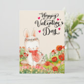 かわいいキューピッドラビットバレンタインデーデザイン 招待状 (スタンド正面)