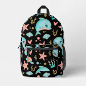 かわいいキラキラした海獣 プリントバックパック (正面)