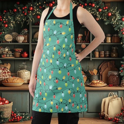 かわいいキラキラのクリスマスライトホリデーパターン エプロン