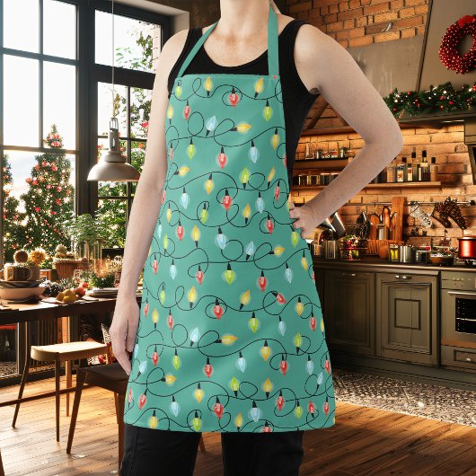 かわいいキラキラのクリスマスライトホリデーパターン エプロン
