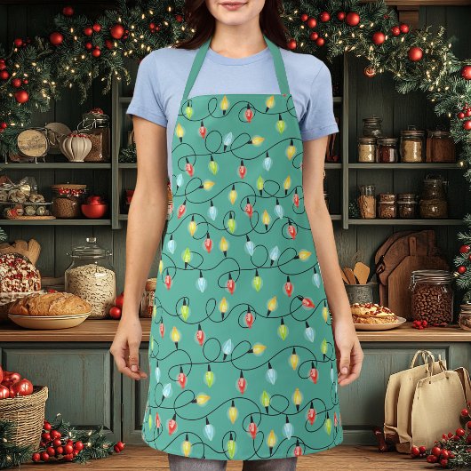かわいいキラキラのクリスマスライトホリデーパターン エプロン