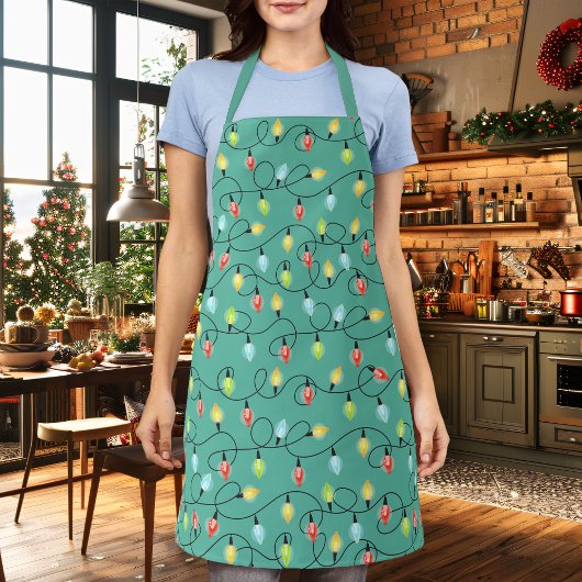 かわいいキラキラのクリスマスライトホリデーパターン エプロン
