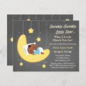 かわいいキラキラキラキラキラ小さな星ベビーブラウンシャワー 招待状 (正面/裏面)