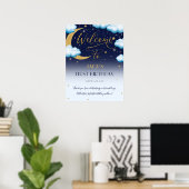 かわいいキラキラ小さなスターブルーボーイの男の子1歳の誕生日 ポスター (ホームオフィス)