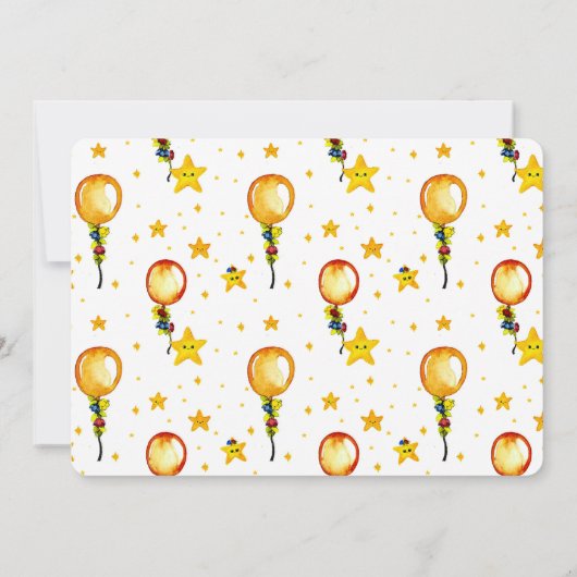 かわいいキラキラ小さな星の共同ベビーシャワー 招待状 (裏面)