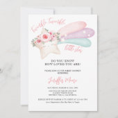 かわいいキラキラ小さな星の赤ちゃんシャワー 招待状 (正面)