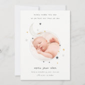 かわいいキラキラ星月写真誕生のお知らせ サンキューカード (正面)