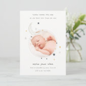 かわいいキラキラ星月写真誕生のお知らせ サンキューカード (スタンド正面)