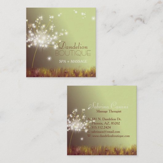 かわいいキラキラ秋のタンポポ スクエア名刺 (正面/裏面)