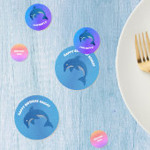 かわいいキラキラ色のイルカのプルプルピンクス誕生日 コンフェッティ