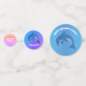 かわいいキラキラ色のイルカのプルプルピンクス誕生日 コンフェッティ (正面)