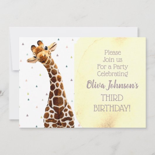 かわいいキラフェサファリアニマルワイルドサード誕生日 招待状 (正面)