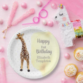 かわいいキラフェサファリワイルドイエロー1歳の誕生日パーティー ペーパープレート (パーティー)