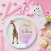 かわいいキラフェサファリワイルドイエロー1歳の誕生日パーティー ペーパープレート (パーティー)