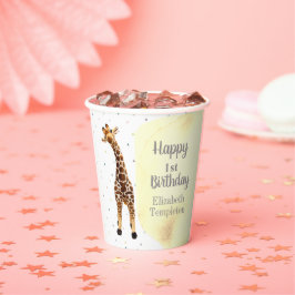 かわいいキラフェサファリワイルドイエロー1歳の誕生日パーティー 紙コップ
