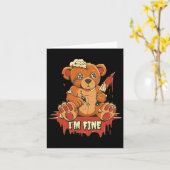 かわいいキラー持ちナイフ私はコスチューム素晴らしハロー カード (黄色い花)