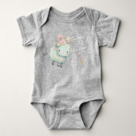 かわいいキリスト教の青い子羊の花の名前 ベビーボディスーツ