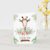 かわいいキリンありがとう カード (黄色い花)