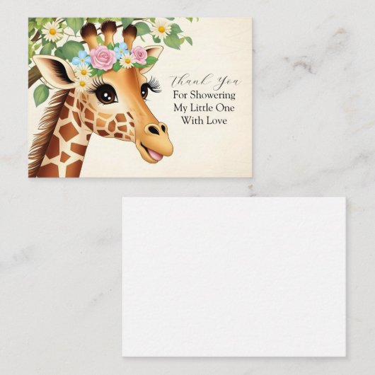 かわいいキリンありがとう ノートカード (正面/裏面)