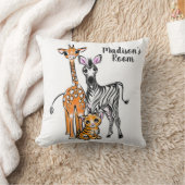 かわいいキリンかわいいゼブラかわいいトラスケッチ クッション (ブランケット)