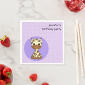 かわいいキリンかわいい漫画の女の子の名前の誕生日 スタンダードカクテルナプキン (インサイチュ)