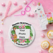 かわいいキリンかわいらしクフローラ熱帯林 ペーパープレート (パーティー)