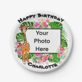 かわいいキリンかわいらしクフローラ熱帯林 ペーパープレート