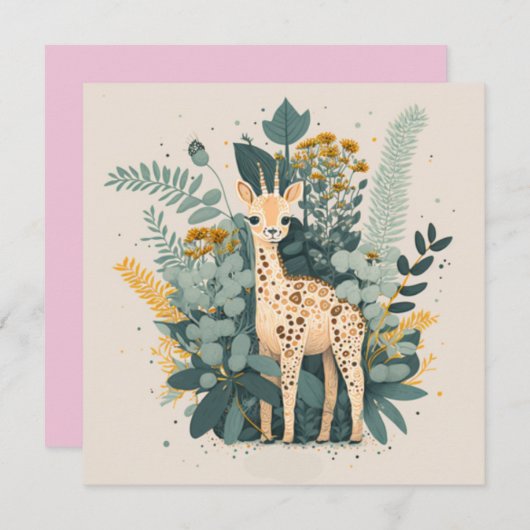 かわいいキリンが庭に (正面/裏面)