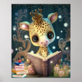 かわいいキリンが本を読むアート保育園 ポスター (正面)