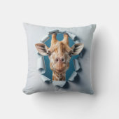 かわいいキリンが紙の穴から現れる クッション (正面)