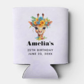 かわいいキリンが花冠を付けた誕生日 缶クーラー (裏面)