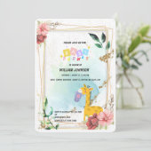 かわいいキリンつるの服フローラ赤ちゃんシャワー 招待状 (スタンド正面)