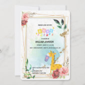 かわいいキリンつるの服フローラ赤ちゃんシャワー 招待状 (正面)