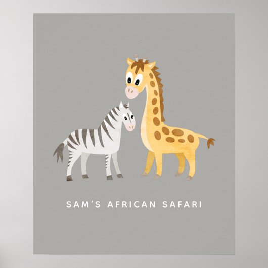 かわいいキリンとゼブラ野生動物のポスター ポスター (正面)
