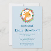 かわいいキリンとフローラリース誕生会 招待状 (裏面)