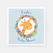 かわいいキリンとフローラリース赤ちゃんシャワー スタンダードカクテルナプキン (正面)