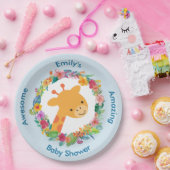 かわいいキリンとフローラリース赤ちゃんシャワー ペーパープレート (パーティー)