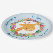 かわいいキリンとフローラリース赤ちゃんシャワー ペーパープレート (アングル)