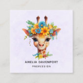 かわいいキリンとフローラ王冠 スクエア名刺 (正面)