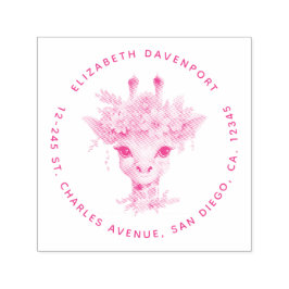 かわいいキリンとフローラ王冠 セルフインキングスタンプ