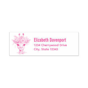 かわいいキリンとフローラ王冠 セルフインキングスタンプ