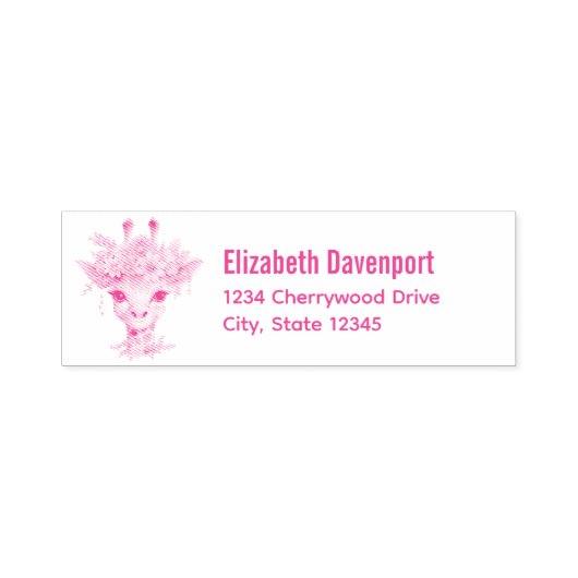 かわいいキリンとフローラ王冠 セルフインキングスタンプ (デザイン)