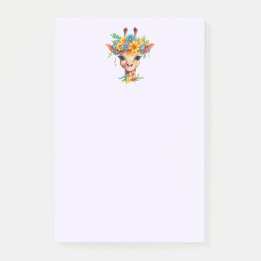 かわいいキリンとフローラ王冠 ポストイット (正面)