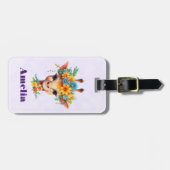 かわいいキリンとフローラ王冠 ラゲッジタグ (正面横)