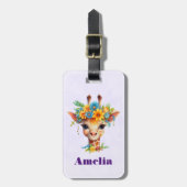 かわいいキリンとフローラ王冠 ラゲッジタグ (正面縦)