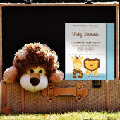 かわいいキリンとライオンの赤ちゃんシャワー 招待状